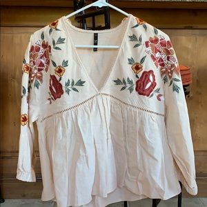 Pink floral blouse